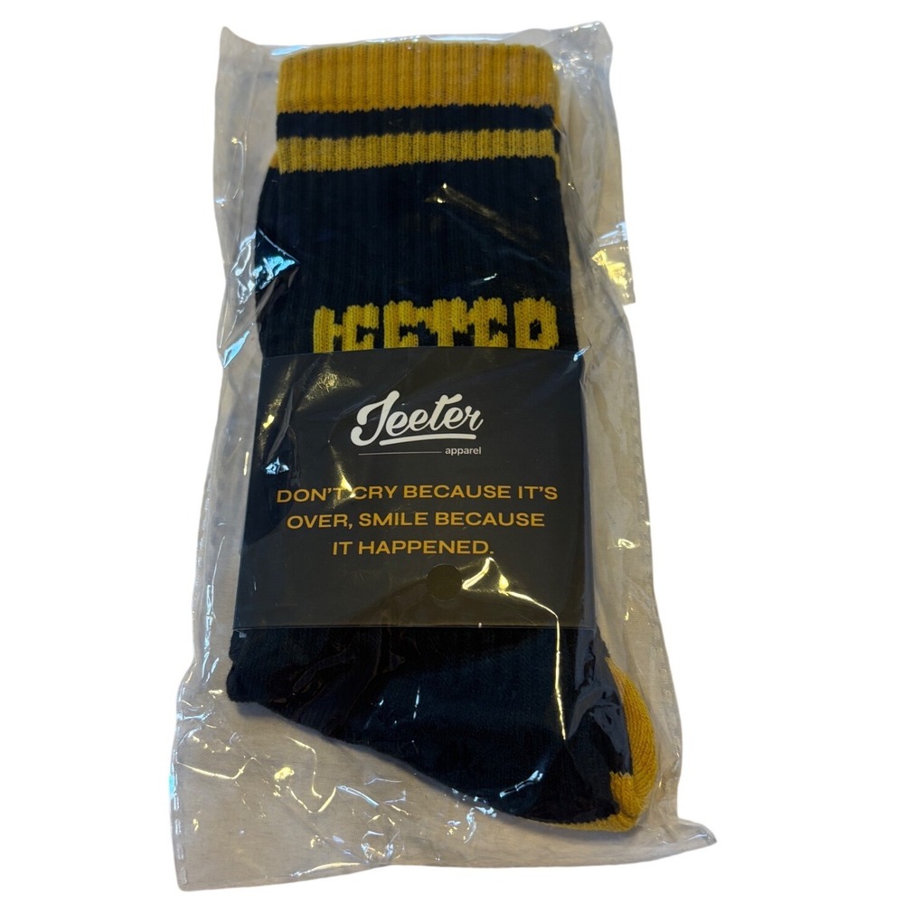 Jeeters Apparel Rare Promotional Crew Socks Black & Yellow Collegiate Style NEW